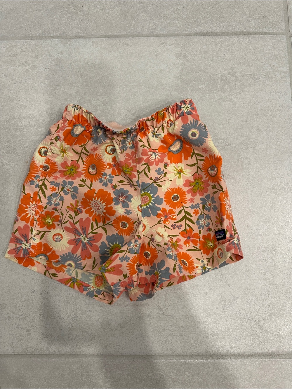 Patagonia Kids Swim Trunks - Pink, Orange & Blue Floral